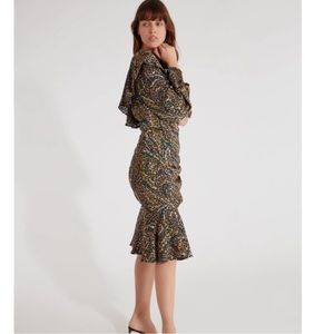 Caballero Notting Hill One Shoulder Midi Dress In Burnout Print